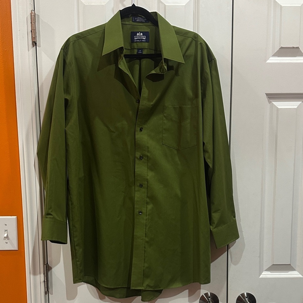NEW Stafford Olive Green Men's Shirt size 17
